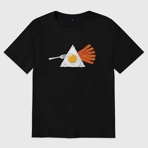 Женская футболка оверсайз Pink Floyd яичница и бекон / Черный – фото 1