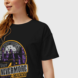 Футболка оверсайз женская Академия Невермор Уэнсдэй, цвет: черный — фото 2