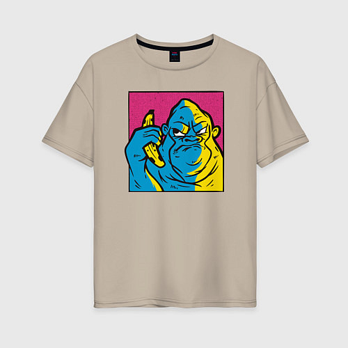 Женская футболка оверсайз Горилла с бананом / Миндальный – фото 1