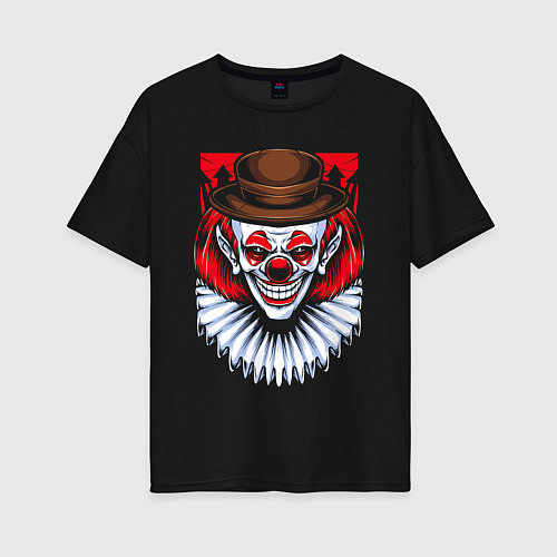 Женская футболка оверсайз Клоун в шляпе / Черный – фото 1