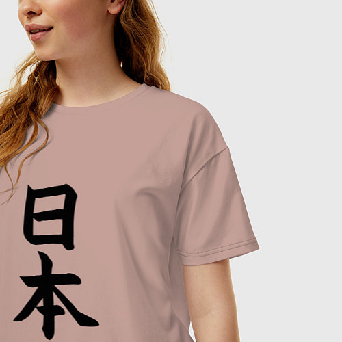 Женская футболка оверсайз Японская девушка под солнцем / Пыльно-розовый – фото 3