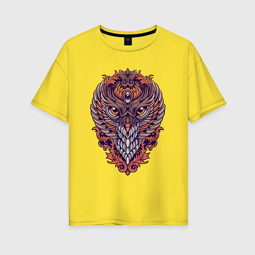 Женская футболка оверсайз Cool owl / Желтый – фото 1