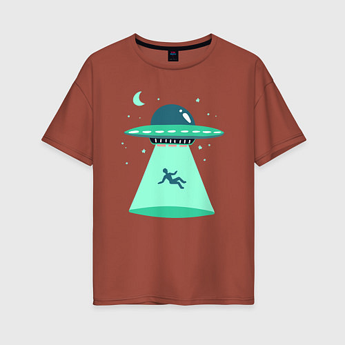 Женская футболка оверсайз Похищение НЛО / Кирпичный – фото 1