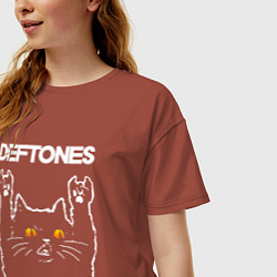 Футболка оверсайз женская Deftones rock cat, цвет: кирпичный — фото 2