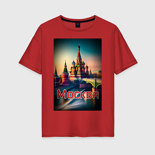 Женская футболка оверсайз Москва - Кремль / Красный – фото 1