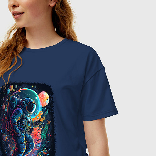 Женская футболка оверсайз В поисках новых миров / Тёмно-синий – фото 3