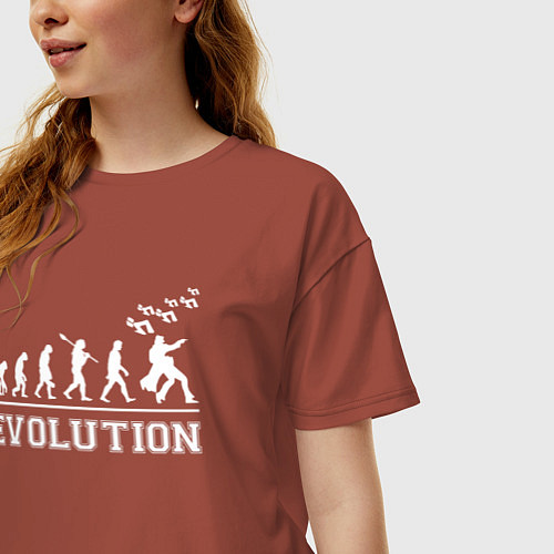 Женская футболка оверсайз JoJo Bizarre evolution / Кирпичный – фото 3