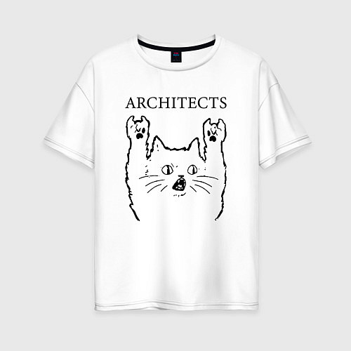 Женская футболка оверсайз Architects - rock cat / Белый – фото 1