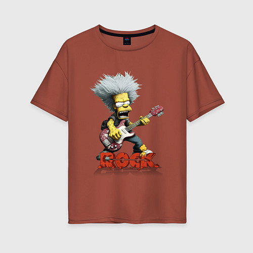 Женская футболка оверсайз Rock Simpsons style / Кирпичный – фото 1