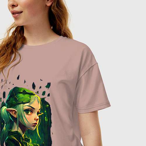 Женская футболка оверсайз Лесная эльфийка / Пыльно-розовый – фото 3