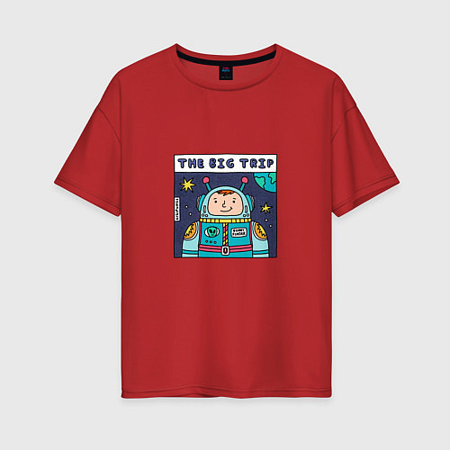 Женская футболка оверсайз Большое космическое путешествие / Красный – фото 1