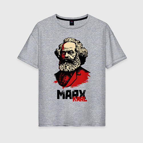 Женская футболка оверсайз Karl Marx - 3 цвета / Меланж – фото 1