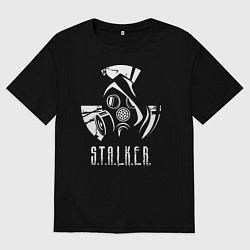 Футболка оверсайз женская STALKER противогаз, цвет: черный