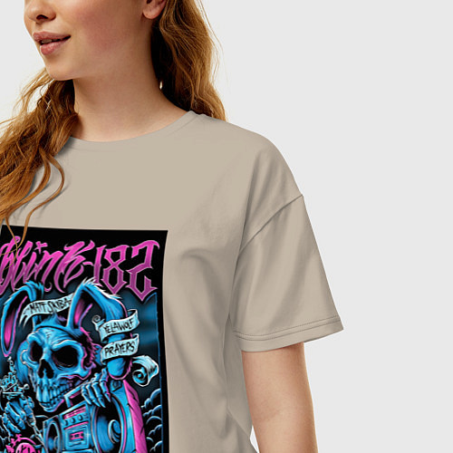 Женская футболка оверсайз Blink 182 рок группа / Миндальный – фото 3