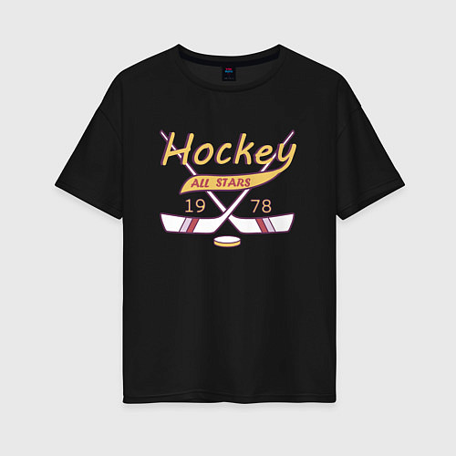 Женская футболка оверсайз Любителям хоккея / Черный – фото 1