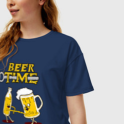 Футболка оверсайз женская Beer time, цвет: тёмно-синий — фото 2