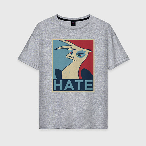Женская футболка оверсайз Hate bird / Меланж – фото 1