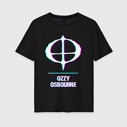 Футболка оверсайз женская Ozzy Osbourne glitch rock, цвет: черный