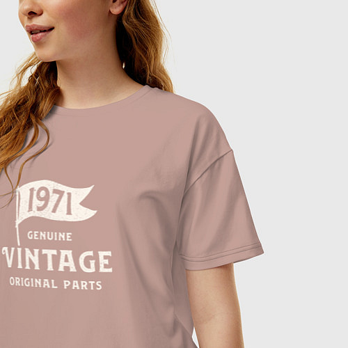 Женская футболка оверсайз 1971 подлинный винтаж - оригинальные детали / Пыльно-розовый – фото 3