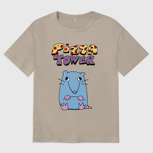 Женская футболка оверсайз Глупая Крыса из Pizza Tower / Миндальный – фото 1