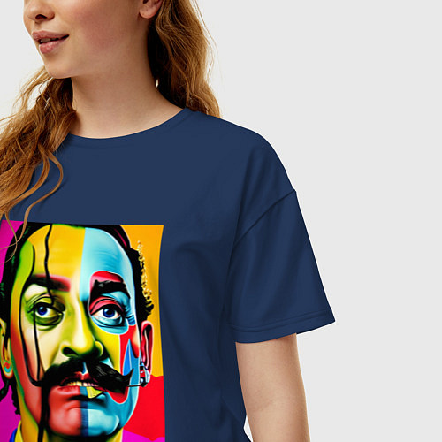 Женская футболка оверсайз Salvador Dali / Тёмно-синий – фото 3