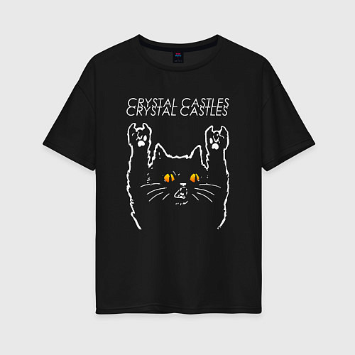 Женская футболка оверсайз Crystal Castles rock cat / Черный – фото 1