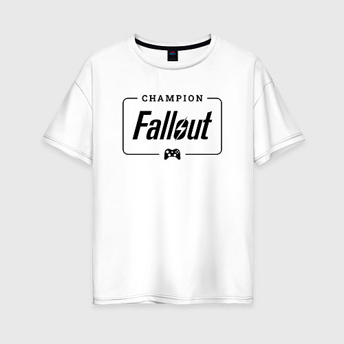 Женская футболка оверсайз Fallout gaming champion: рамка с лого и джойстиком / Белый – фото 1