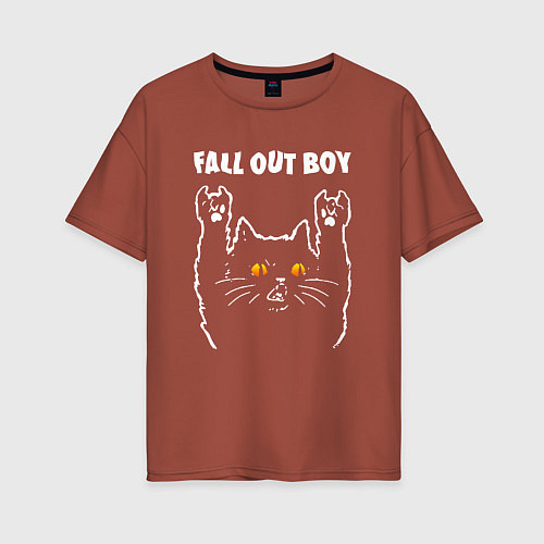 Женская футболка оверсайз Fall Out Boy rock cat / Кирпичный – фото 1