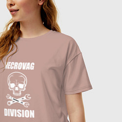 Футболка оверсайз женская Necrovag white division, цвет: пыльно-розовый — фото 2