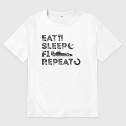 Футболка оверсайз женская Eat sleep F1, цвет: белый