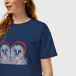 Футболка оверсайз женская День птиц, цвет: тёмно-синий — фото 2