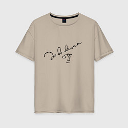 Женская футболка оверсайз Джон Леннон - автограф