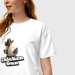 Футболка оверсайз женская Chicken Gun illustration, цвет: белый — фото 2