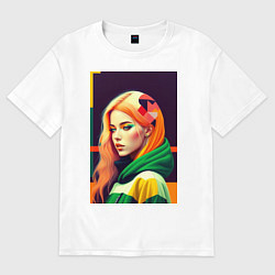 Футболка оверсайз женская Поп арт девушка в японском стиле, цвет: белый