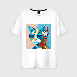 Женская футболка оверсайз Кот в темных очках Пикассо