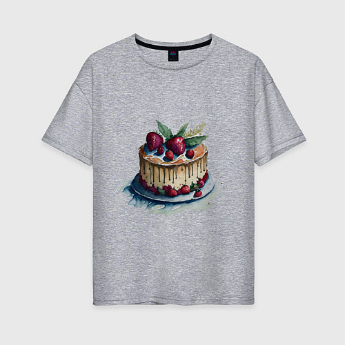 Женская футболка оверсайз Акварельный торт / Меланж – фото 1