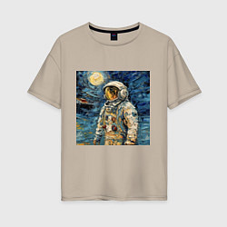 Женская футболка оверсайз Космонавт на луне в стиле Ван Гог
