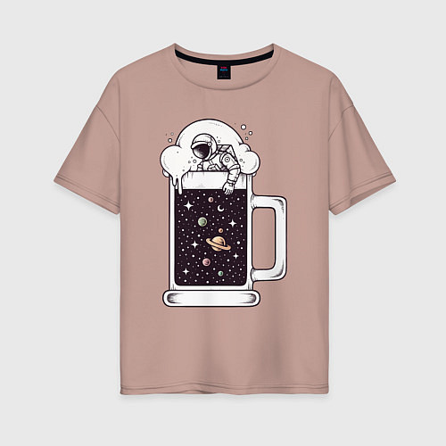 Женская футболка оверсайз Space beer / Пыльно-розовый – фото 1