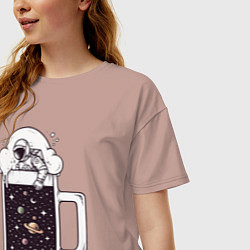 Футболка оверсайз женская Space beer, цвет: пыльно-розовый — фото 2