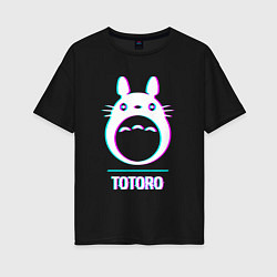 Женская футболка оверсайз Символ Totoro в стиле glitch