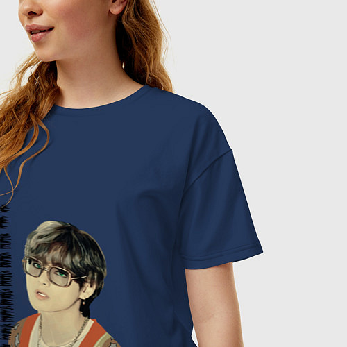 Женская футболка оверсайз Тэхен и Чонгук / Тёмно-синий – фото 3