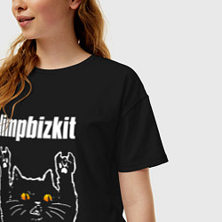 Футболка оверсайз женская Limp Bizkit rock cat, цвет: черный — фото 2