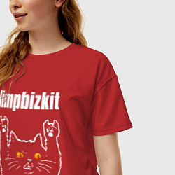 Футболка оверсайз женская Limp Bizkit rock cat, цвет: красный — фото 2