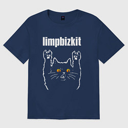Футболка оверсайз женская Limp Bizkit rock cat, цвет: тёмно-синий