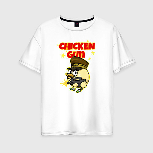 Женская футболка оверсайз Chicken Gun - игра / Белый – фото 1