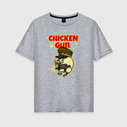 Футболка оверсайз женская Chicken Gun - игра, цвет: меланж