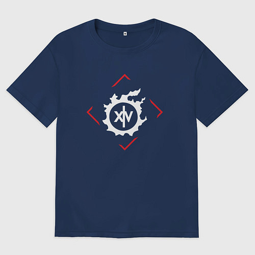 Женская футболка оверсайз Символ Final Fantasy в красном ромбе / Тёмно-синий – фото 1