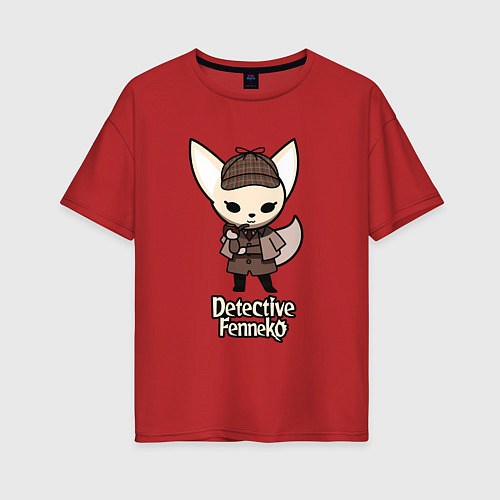 Женская футболка оверсайз Detective Fenneko / Красный – фото 1