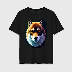 Женская футболка оверсайз Shiba пёсель