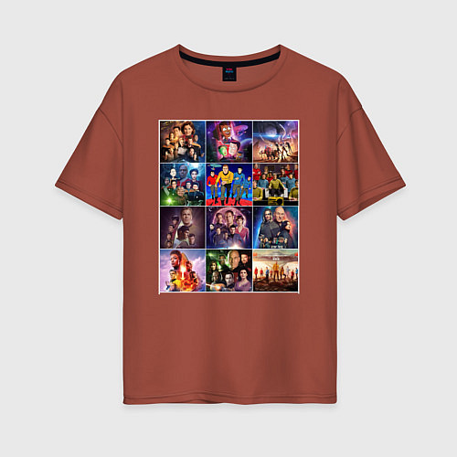 Женская футболка оверсайз Звездный путь посторы / Кирпичный – фото 1